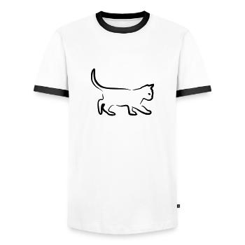 Cat, Cute Kitten Art - T-shirt contrasté Homme - blanc/noir - Devant - AI Model Female 172 light (172cm) & AI Model Male 178 dark (178cm)