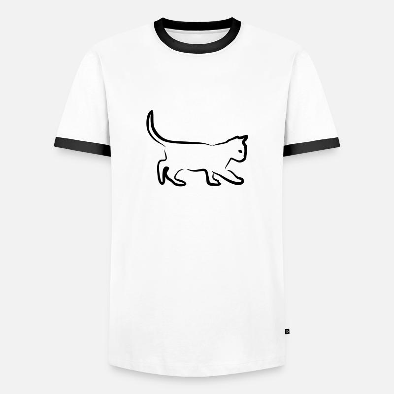Katze, Kätzchen - Männer Kontrast-T-Shirt - Weiß/Schwarz