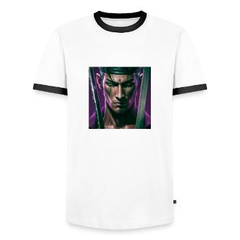 Ninja - T-shirt contrasté Homme - blanc/noir - Devant - AI Model Female 172 light (172cm) & AI Model Male 178 dark (178cm)