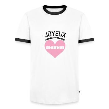 Joyeux anniversaire maman - T-shirt contrasté Homme - blanc/noir - Devant - AI Model Female 172 light (172cm) & AI Model Male 178 dark (178cm)