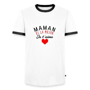 Joyeux anniversaire maman - T-shirt contrasté Homme - blanc/noir - Devant - AI Model Female 172 light (172cm) & AI Model Male 178 dark (178cm)
