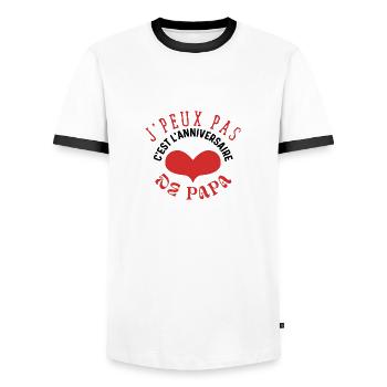 Joyeux anniversaire papa - T-shirt contrasté Homme - blanc/noir - Devant - AI Model Female 172 light (172cm) & AI Model Male 178 dark (178cm)