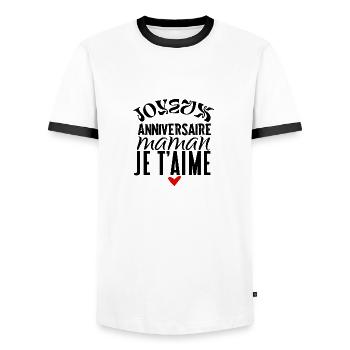 Joyeux anniversaire maman - T-shirt contrasté Homme - blanc/noir - Devant - AI Model Female 172 light (172cm) & AI Model Male 178 dark (178cm)