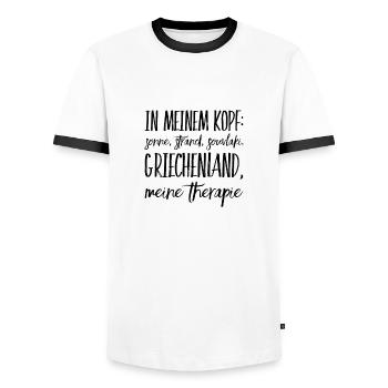Lustiger Griechischer Spruch Griechenland Geschenk - Männer Kontrast-T-Shirt - Weiß/Schwarz - Vorne - AI Model Female 172 light (172cm) & AI Model Male 178 dark (178cm)
