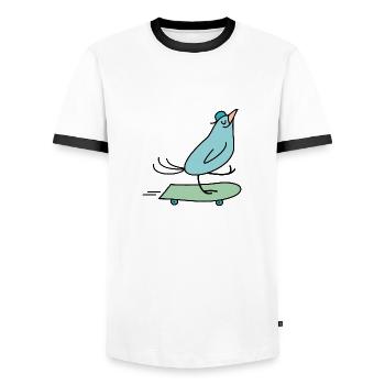 bird hangover - T-shirt contrasté Homme - blanc/noir - Devant - AI Model Female 172 light (172cm) & AI Model Male 178 dark (178cm)
