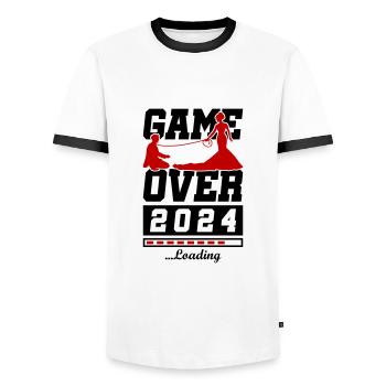 Hochzeit Loading 2024 Game Over - Männer Kontrast-T-Shirt - Weiß/Schwarz - Vorne - AI Model Female 172 light (172cm) & AI Model Male 178 dark (178cm)