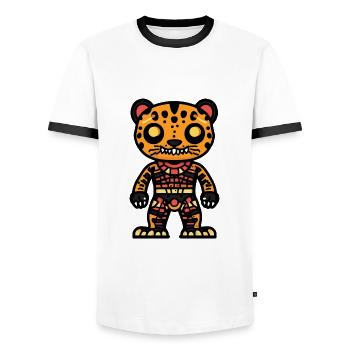 Leopard Halloween Comic Zombie - Männer Kontrast-T-Shirt - Weiß/Schwarz - Vorne - AI Model Female 172 light (172cm) & AI Model Male 178 dark (178cm)