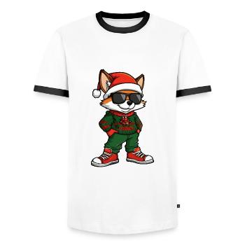 Fox Christmas X-Mas - Men's Ringer Shirt - white/black - Front - AI Model Female 172 light (172cm) & AI Model Male 178 dark (178cm)