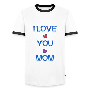 MAMA. ICH LIEBE. ICH LIEBE DICH. MAMA. MUTTERTAG - Männer Kontrast-T-Shirt - Weiß/Schwarz - Vorne - AI Model Female 172 light (172cm) & AI Model Male 178 dark (178cm)