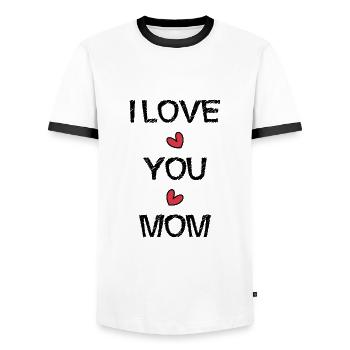 MAMA. ICH LIEBE. ICH LIEBE DICH. MAMA. MUTTERTAG - Männer Kontrast-T-Shirt - Weiß/Schwarz - Vorne - AI Model Female 172 light (172cm) & AI Model Male 178 dark (178cm)