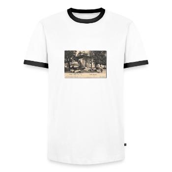 Mihrişah Valide Sultan Fountain Postcard Istanbul - Men's Ringer Shirt - white/black - Front - AI Model Female 172 light (172cm) & AI Model Male 178 dark (178cm)