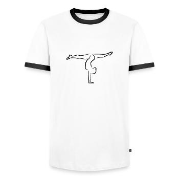 Gymnast, Gymnastics - T-shirt contrasté Homme - blanc/noir - Devant - AI Model Female 172 light (172cm) & AI Model Male 178 dark (178cm)