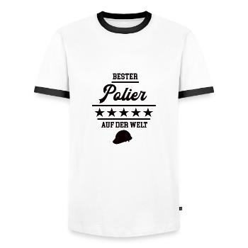 Bester Polier Weltbester Poliere Poliermeister Bau - Männer Kontrast-T-Shirt - Weiß/Schwarz - Vorne - AI Model Female 172 light (172cm) & AI Model Male 178 dark (178cm)