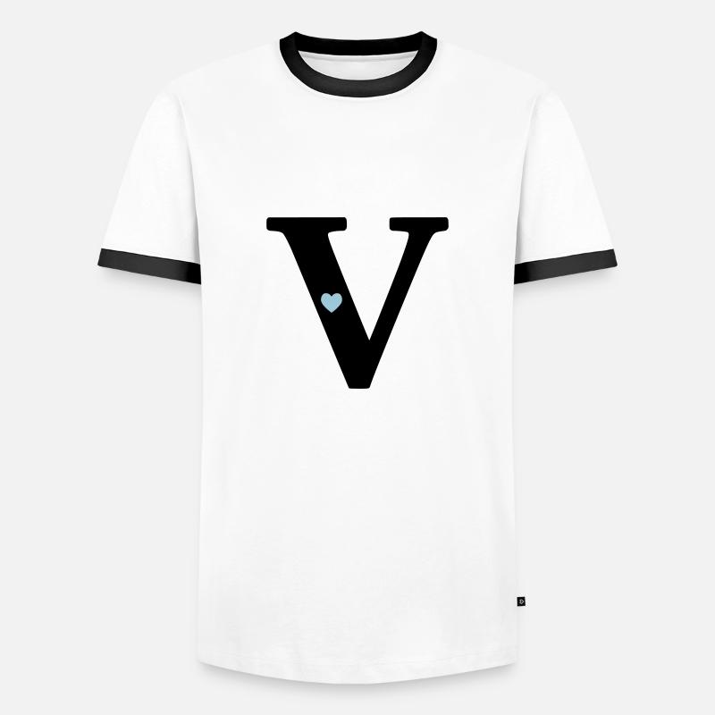 point V, initial point - Men's Ringer Shirt - white/black