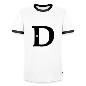 point d Initial letter - Men's Ringer Shirt - white/black - Front - AI Model Female 172 light (172cm) & AI Model Male 178 dark (178cm)