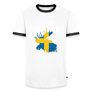 Elch Silhouette Schweden - Männer Kontrast-T-Shirt - Weiß/Schwarz - Vorne - AI Model Female 172 light (172cm) & AI Model Male 178 dark (178cm)