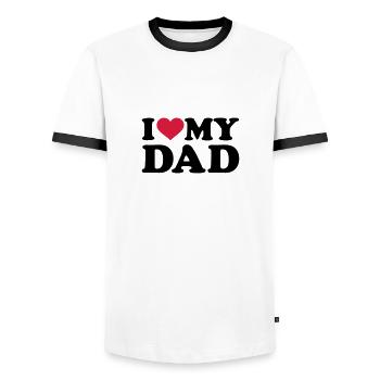 I love my Dad - T-shirt contrasté Homme - blanc/noir - Devant - AI Model Female 172 light (172cm) & AI Model Male 178 dark (178cm)
