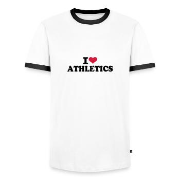 I love Athletics - T-shirt contrasté Homme - blanc/noir - Devant - AI Model Female 172 light (172cm) & AI Model Male 178 dark (178cm)