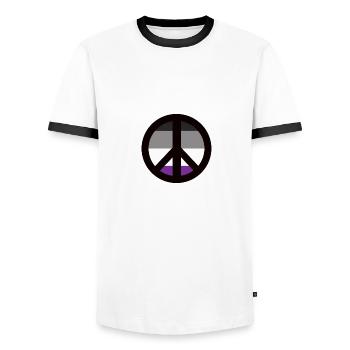 Signe de paix asexué Hippie LGBT - T-shirt contrasté Homme - blanc/noir - Devant - AI Model Female 172 light (172cm) & AI Model Male 178 dark (178cm)