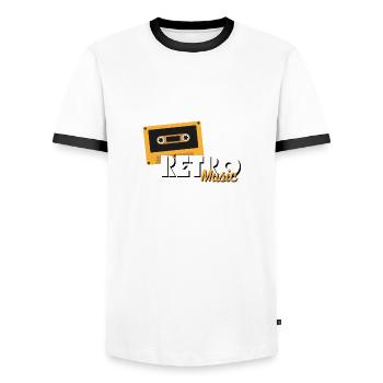Relive musical nostalgia with RETRO MUSIC - Men's Ringer Shirt - white/black - Front - AI Model Female 172 light (172cm) & AI Model Male 178 dark (178cm)