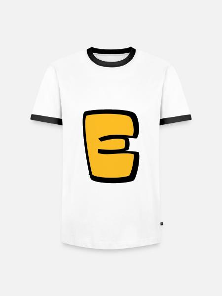 Alphabet E - Männer Kontrast-T-Shirt - Weiß/Schwarz