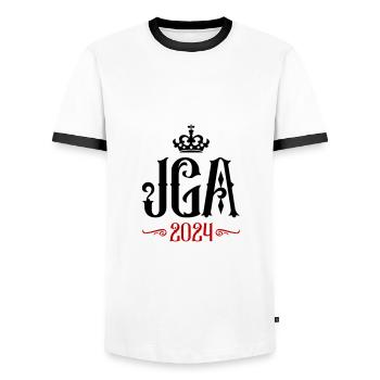 Bachelor party 2024 bachelor party - Men's Ringer Shirt - white/black - Front - AI Model Female 172 light (172cm) & AI Model Male 178 dark (178cm)