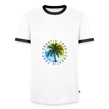 Croatia Tour Holidays - Men's Ringer Shirt - white/black - Front - AI Model Female 172 light (172cm) & AI Model Male 178 dark (178cm)
