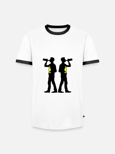 Trinker Bier - Männer Kontrast-T-Shirt - Weiß/Schwarz