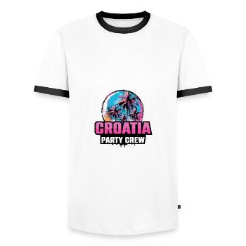 Croatia Party Crew Holiday Saying - Men's Ringer Shirt - white/black - Front - AI Model Female 172 light (172cm) & AI Model Male 178 dark (178cm)