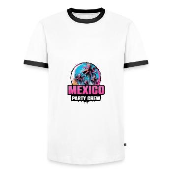 Mexico Party Crew Holiday Saying - Men's Ringer Shirt - white/black - Front - AI Model Female 172 light (172cm) & AI Model Male 178 dark (178cm)