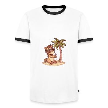 Palmier d’été de l’île aux chevaux - T-shirt contrasté Homme - blanc/noir - Devant - AI Model Female 172 light (172cm) & AI Model Male 178 dark (178cm)