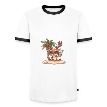 Palmier d’été de l’île Deer - T-shirt contrasté Homme - blanc/noir - Devant - AI Model Female 172 light (172cm) & AI Model Male 178 dark (178cm)