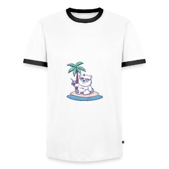 Polar Bear Summer Holiday - Men's Ringer Shirt - white/black - Front - AI Model Female 172 light (172cm) & AI Model Male 178 dark (178cm)