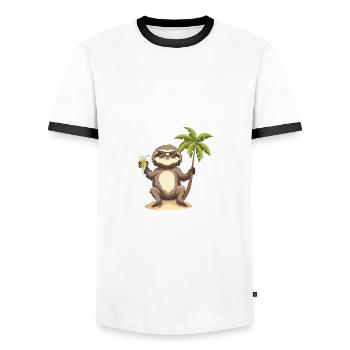 Vacances d’été de paresseux - T-shirt contrasté Homme - blanc/noir - Devant - AI Model Female 172 light (172cm) & AI Model Male 178 dark (178cm)