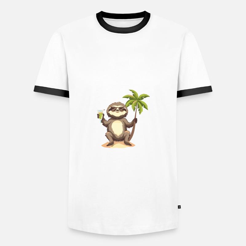 Sloth Summer Vacation - Men's Ringer Shirt - white/black