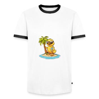 Vacances d’été de canard - T-shirt contrasté Homme - blanc/noir - Devant - AI Model Female 172 light (172cm) & AI Model Male 178 dark (178cm)