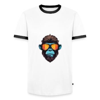 Monkey Head Cool - Men's Ringer Shirt - white/black - Front - AI Model Female 172 light (172cm) & AI Model Male 178 dark (178cm)