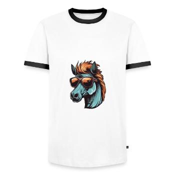 Pferd Kopf Cool - Männer Kontrast-T-Shirt - Weiß/Schwarz - Vorne - AI Model Female 172 light (172cm) & AI Model Male 178 dark (178cm)