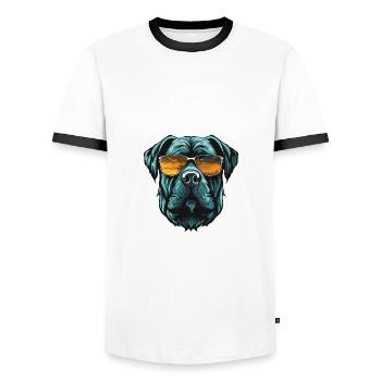 Mastiff Tête De Chien Cool - T-shirt contrasté Homme - blanc/noir - Devant - AI Model Female 172 light (172cm) & AI Model Male 178 dark (178cm)