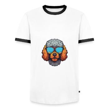 Caniche Tête De Chien Cool - T-shirt contrasté Homme - blanc/noir - Devant - AI Model Female 172 light (172cm) & AI Model Male 178 dark (178cm)