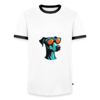 Greyhound Dog Head Cool - Men's Ringer Shirt - white/black - Front - AI Model Female 172 light (172cm) & AI Model Male 178 dark (178cm)