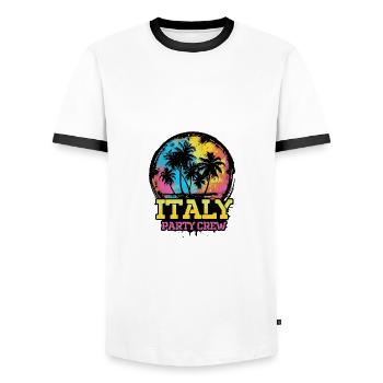 L’équipe de l’équipe Italy Party - T-shirt contrasté Homme - blanc/noir - Devant - AI Model Female 172 light (172cm) & AI Model Male 178 dark (178cm)