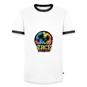 L’équipe de l’équipe Zrce Party - T-shirt contrasté Homme - blanc/noir - Devant - AI Model Female 172 light (172cm) & AI Model Male 178 dark (178cm)