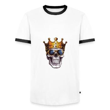 Couronne du roi du crâne - T-shirt contrasté Homme - blanc/noir - Devant - AI Model Female 172 light (172cm) & AI Model Male 178 dark (178cm)