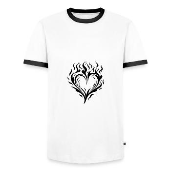 Cœur Feu Amour - T-shirt contrasté Homme - blanc/noir - Devant - AI Model Female 172 light (172cm) & AI Model Male 178 dark (178cm)