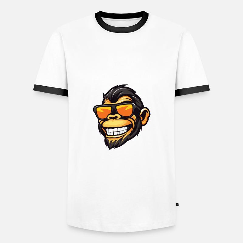 Monkey Cool Head Party - Men's Ringer Shirt - white/black
