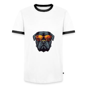 Mastiff Dog Cool Head Party - Men's Ringer Shirt - white/black - Front - AI Model Female 172 light (172cm) & AI Model Male 178 dark (178cm)