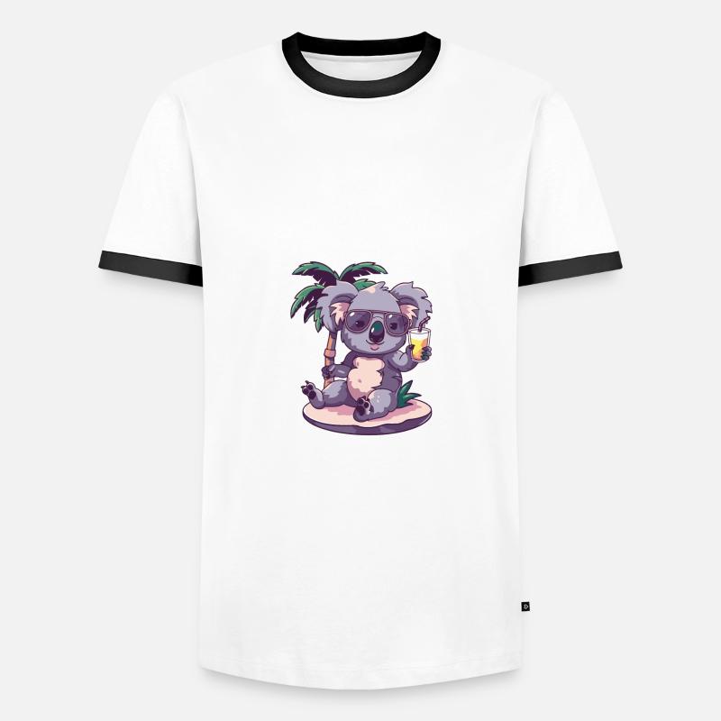 Koala Summer Beach Comic - Men's Ringer Shirt - white/black