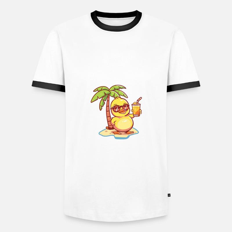Ente Sommer Strand Comic - Männer Kontrast-T-Shirt - Weiß/Schwarz