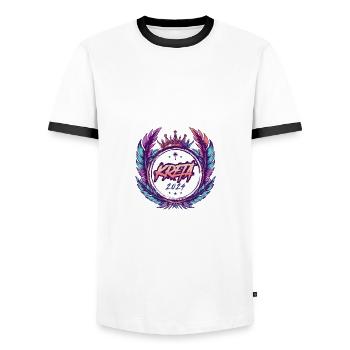 Crete 2024 Coat of Arms - Men's Ringer Shirt - white/black - Front - AI Model Female 172 light (172cm) & AI Model Male 178 dark (178cm)